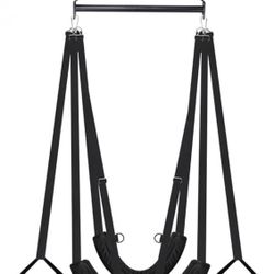 Brand New Adult Swing, 360° Spinning Indoor Ceiling Sling, with Sturdy Stand & Extra-Wide Padded Seat for Couples (Pillow Extreme, Black)