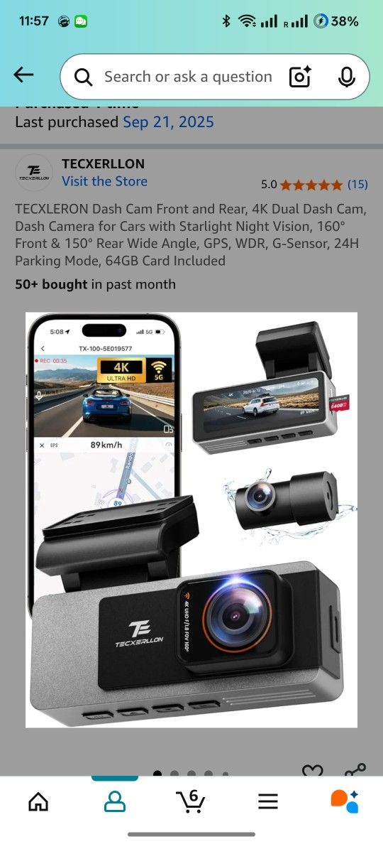 TECXLERON Dash Cam Front and Rear