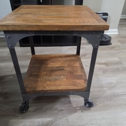 Industrial Styled Rolling End Table