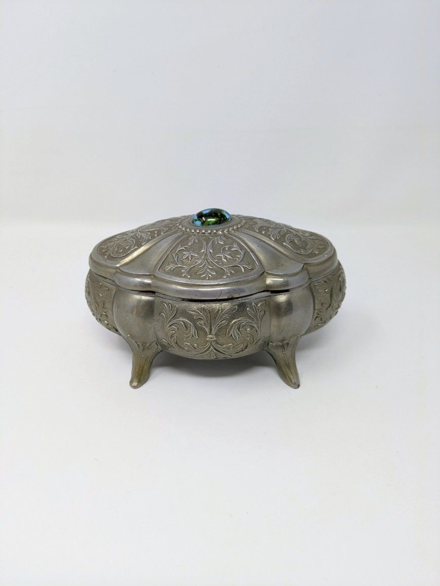 Antique Art Nouveau Silk-Lined Jewelry/Trinket Box
