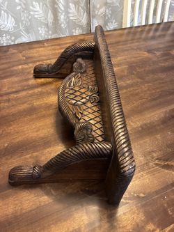 Vintage Hand Carved Wall Book Shelf Pineapple 