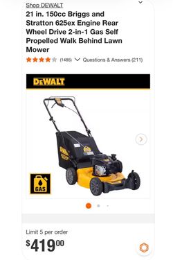 Lawn mover Dewalt gas self propelled 21” 150cc