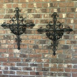 Wrought Iron Wall/Plant Sconces (2)
