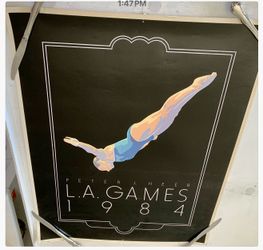 POSTER 1984 LA GAMES OLYMPICS DIVING  PETER J. HEER MEASURES 28 By 24. GREAT CONDITION $15 