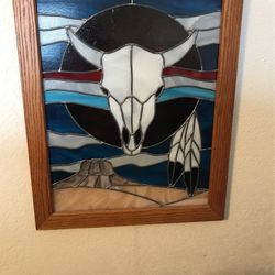 Stained Glass Cattle Skull