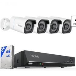 Reolink 4K Security Camera System - 4pcs PoE Security Cameras Wired with Person Vehicle Detection