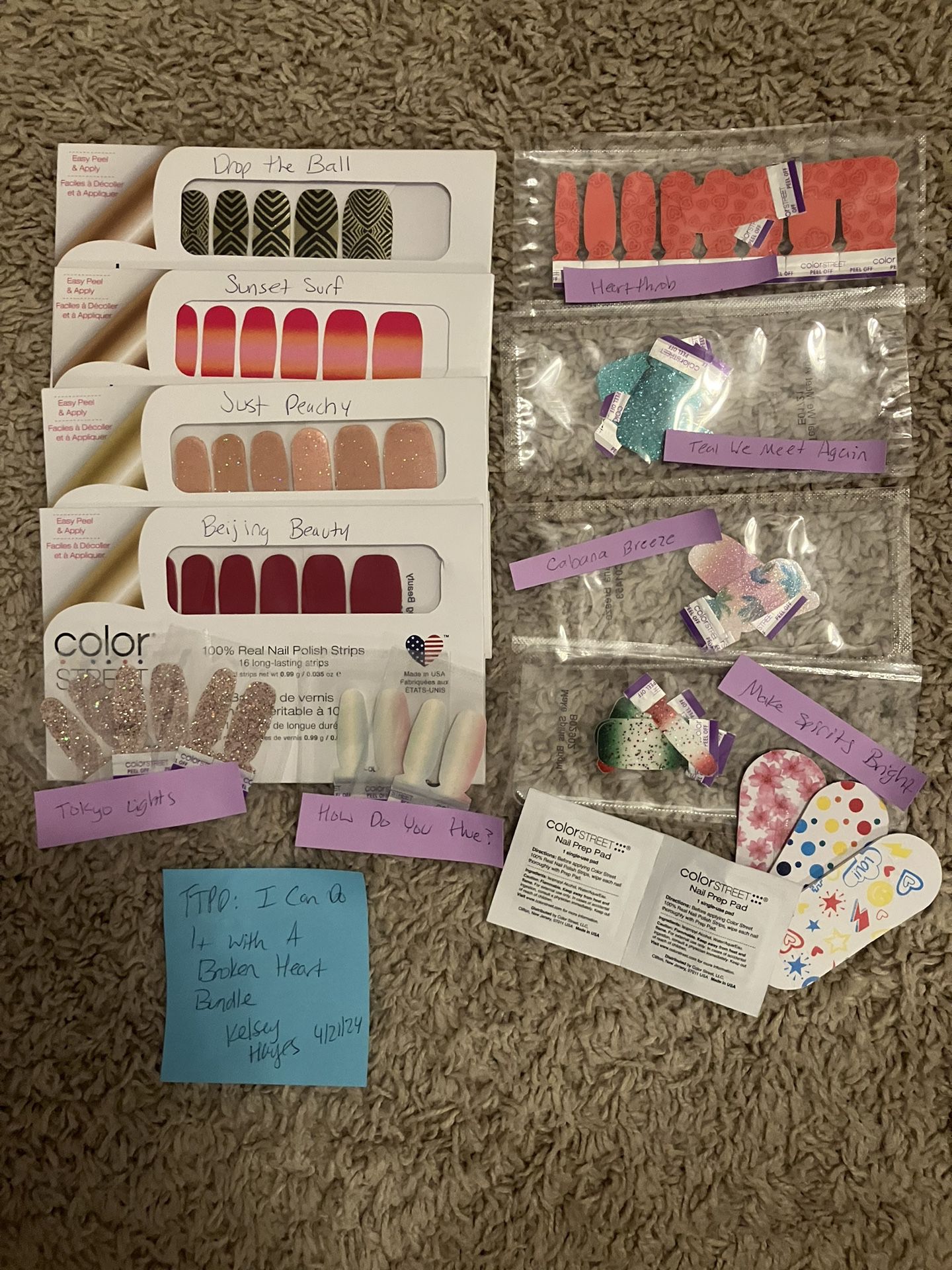 Color Street TTPD I Can Do It With a Broken Heart nail strip Bundle