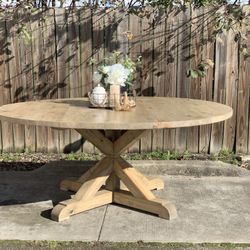 Custom Round  Dining Table  Modern Rustic Set Bench Restoration Hardware Breakfast Nook Table Solid Wood Custom Handcrafted Counter Bar 