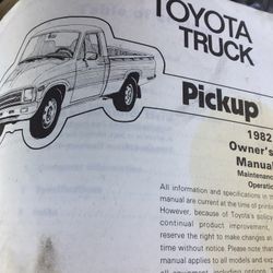 1982 Toyota Pickup Original Owners Manual