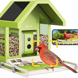 Smart Bird Feeder with Camera, Durable Metal Feeders for Outdoors, Auto-Identify & Record Video, Instant Alert, Live Bird Watching Camera So