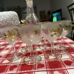Vintage Wine Carafe & Wine Glasses