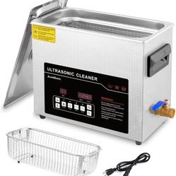 Ultrasonic Cleaner 6L Dual-Frequency Professional Digital Stainless Steel Cleaning Machine with Heater Timer for Denture, Coins, Small Metal Parts, Ci