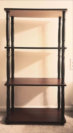 4-Tier Wood Bookshelf with Bamboo-Style Posts