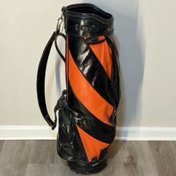 Vintage ORANGE/BLACK POWERBILT Louisville Duro-Bilt Golf Bag Cart BaG Clubs MINT