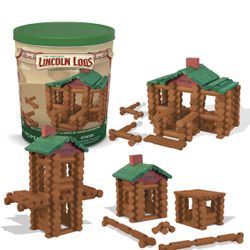 Lincoln Logs – 100th Anniversary Tin, 111 Pieces, Real Wood Logs - Ages 3+ - Best Retro Building Gift Set For Boys/Girls - Creative Construction Engin