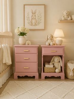 Solid Wood Pink Nightstands-Excellent Condition-Nursery/Baby/Girl’s Room