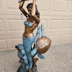 Bronze mermaid with turtles fountain 