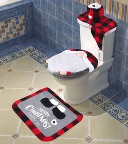 New Gnome Christmas Toilet, Bathroom Decoration Set. Fun Gift!