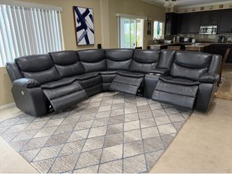 Beautiful Brand New Charcoal Grey Power Reclining Sectional