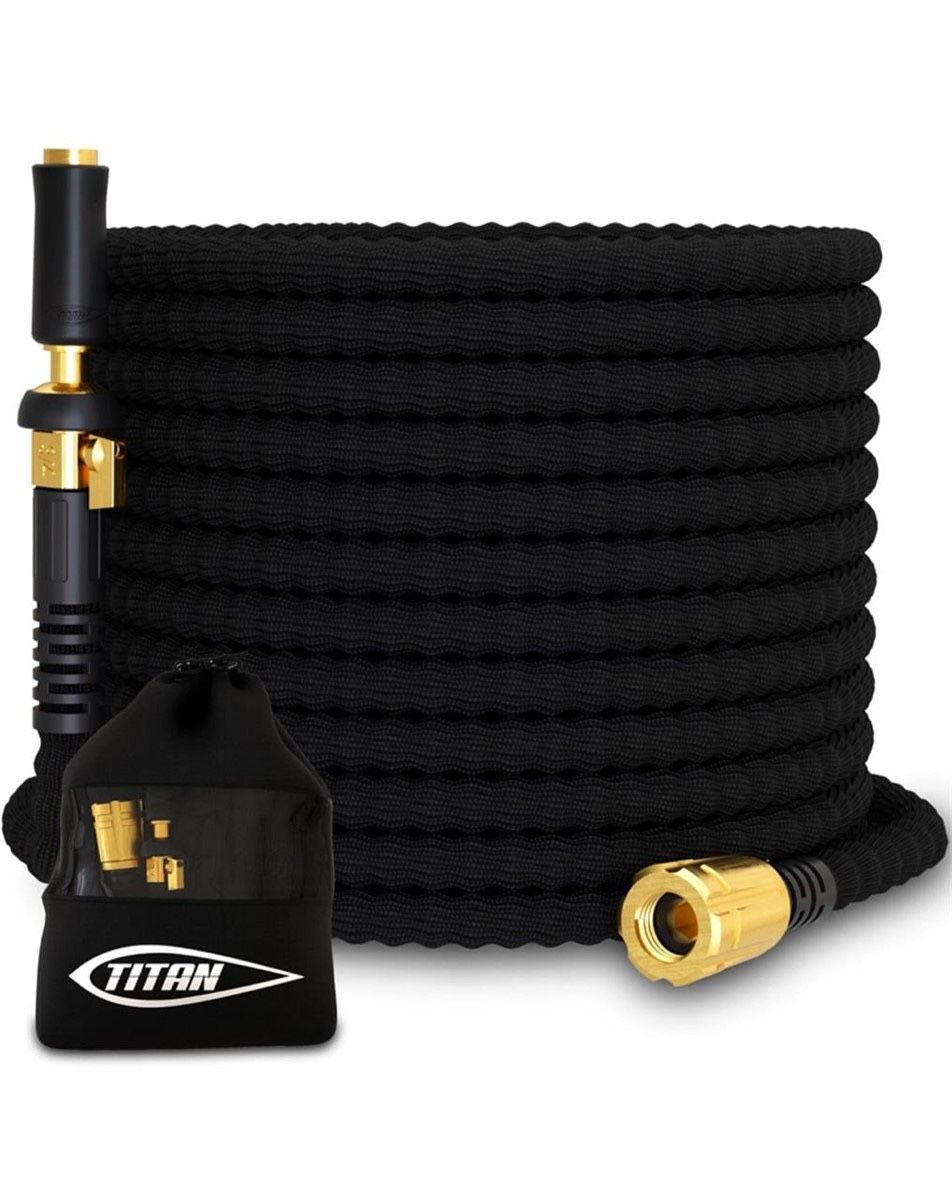 New in box TITAN Garden Hose 65FT | NON-EXPANDING Durable, Flexible, Ultra Lightweight, Extra Strength Fabric Hybrid Water Hose, Heavy Duty Brass Conn