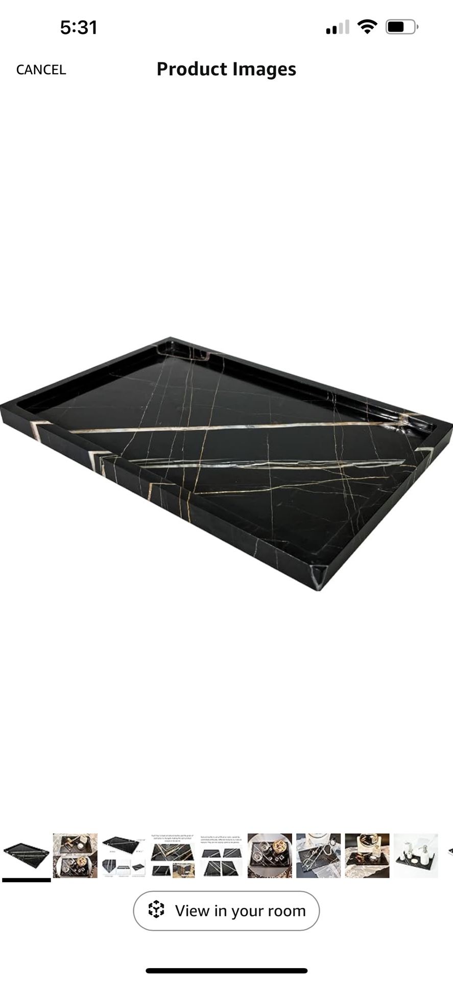 Real Luxurious Natural Marble Vanity Tray Genuine Marble
