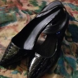  Black sling back low heel  shoes New