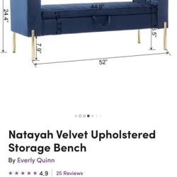 Natayah Velvet Upholstered Storage Bench