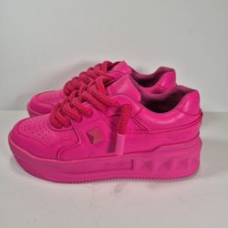 One Stud XL Low Top Sneakers Pink Fuchsia Leather size M8.5, W10