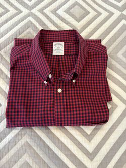 Brooks Brothers Mens Shirt Size XL Regent Fit Red Plaid Button Down Pocket