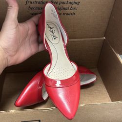 Life Stride Women’s Red Saldana Pointed Toe Stiletto Slip On Pumps, Size 7 M