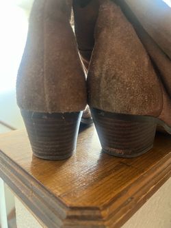 Brown Suede Block Heel Boots 8.5
