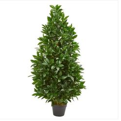Nearly Natural 4 ft. Indoor/Outdoor Bay Leaf Artificial Topiary Tree
