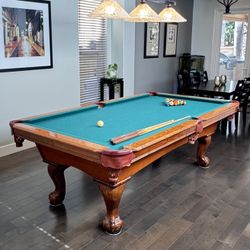 Kasson 8 Ft Solid Wood Pool Table – Claw Feet – Leather Pockets
