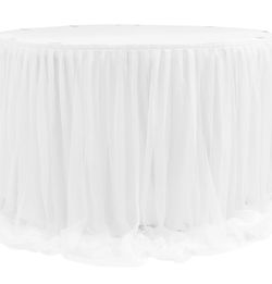 New Small Table White Tulle Chiffon Skirt 39” wide by 29” long