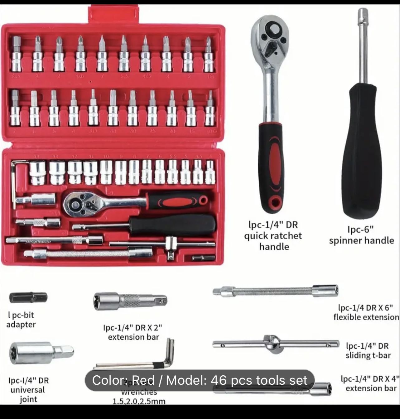 46-Piece Socket Ratchet Wrench Set