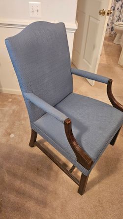 Upholstered Martha Washington Accent Chair – Traditional Blue Patterned Armchair