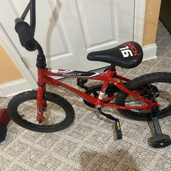 Boys $20 Bike Bicycle paid $80  W/ Training Wheels Red 16"  Hold Small Kids Bmx 