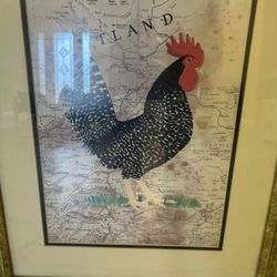 Original Scottish Rooster Painting (Framed: 19.5" by 24")
