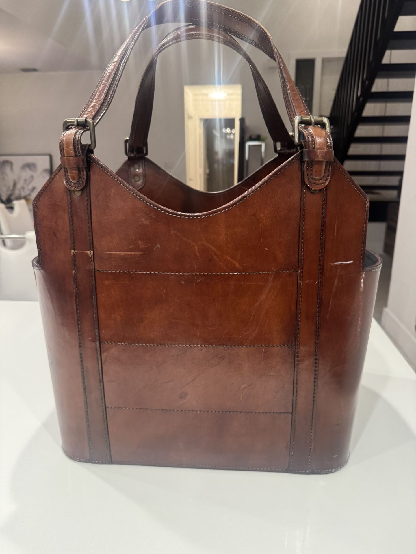 Beautiful, Genuine Leather Basket Bag - Excellent Condition- Retail: $350