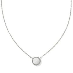 Kendra Scott volleyball pendant in silver- tone with white mother-of-pearl.  