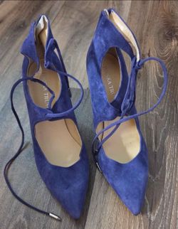 Ivanka Trump Blue Suede Lace-Up Pumps