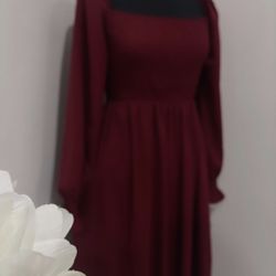 Beautiful Simple Long Dress - Burgundy -