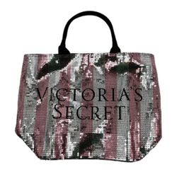 Victoria Secret Pink Silver Sequin Bag