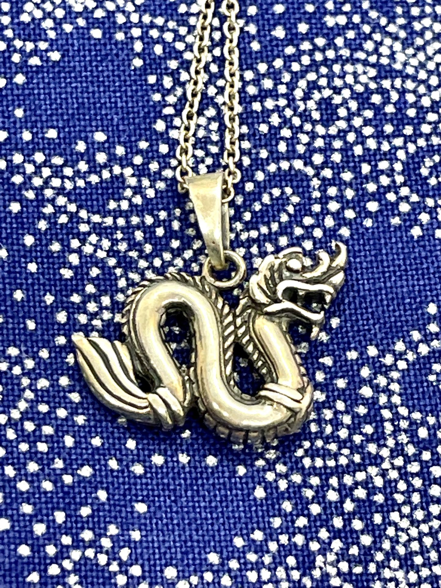 Sterling Dragon Pendant Necklace