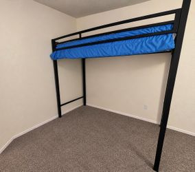 Twin size loft bed frame with mattress