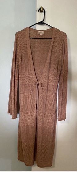 Dusty rose knit tie-front cardigan