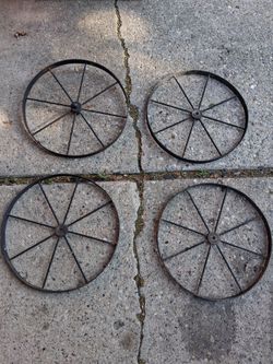 Metal 15" diameter wheels from yard decoration cart