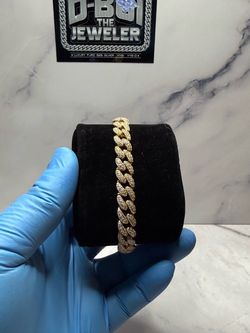 VVS D Moissanite Gold over silver Miami Cuban Bracelet