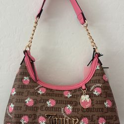 Juicy Couture Berry Sweet Brown/pink Strawberries Shoulder Purse