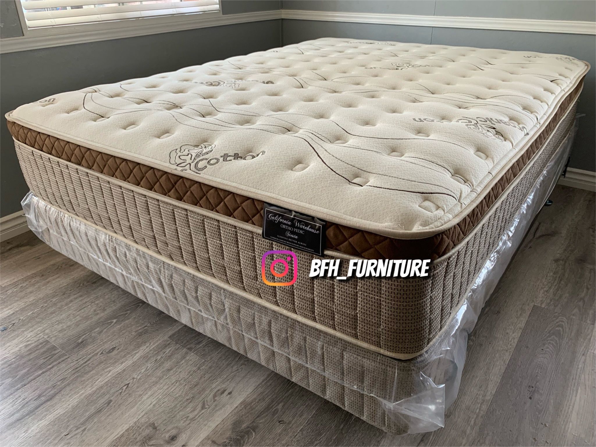 12in Queen Size Organic Cloud Comfort Europillow Top Mattress and Boxspring 